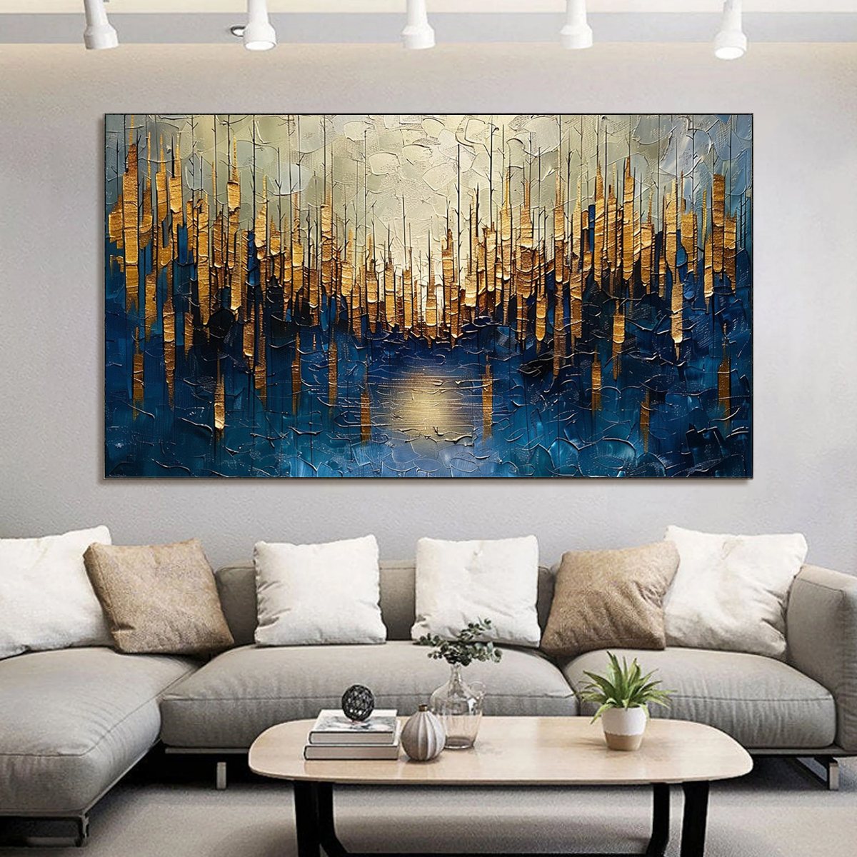 GOLDEN FOREST REFLECTION: Textured Landscape Oil Painting