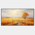 GOLDEN HARVEST: Landscape Painting of a Golden Field at Sunset