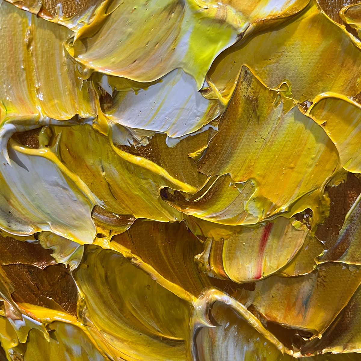 GOLDEN HARVEST: Textured Impasto Golden Tree Oil Painting