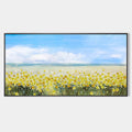 GOLDEN HOUR BLOOM: Landscape Oil Painting with Yellow Wildflowers and Blue Sky