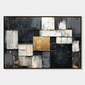 GOLDEN INTERSECTION: Textured Abstract Geometric Oil Painting
