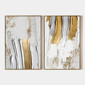 GOLDEN LINES DIPTYCH: Textured Abstract Painting Set of 2, Vertical Wall Art