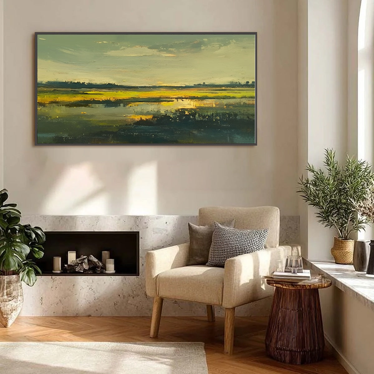 GOLDEN MARSH: Abstract Impressionist Landscape Painting