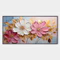 GOLDEN PETALS: Textured Panoramic Floral Oil Painting