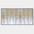 GOLDEN RAIN: Minimalist Floral Oil Painting in Gold and Grey