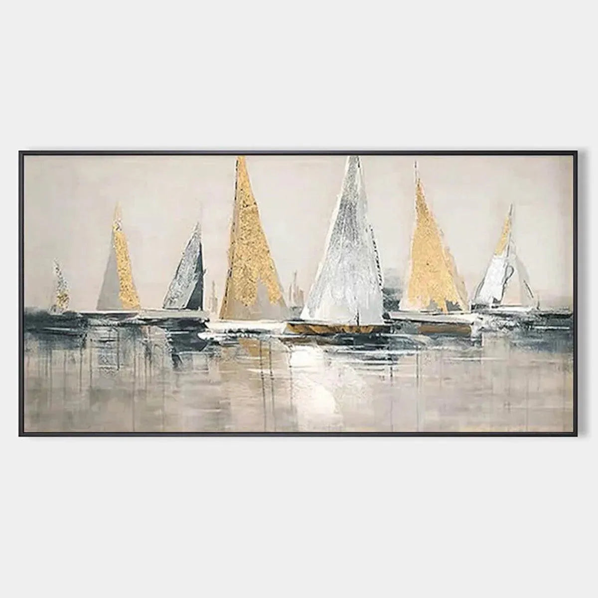 GOLDEN REGATTA: Panoramic Sailboat Painting