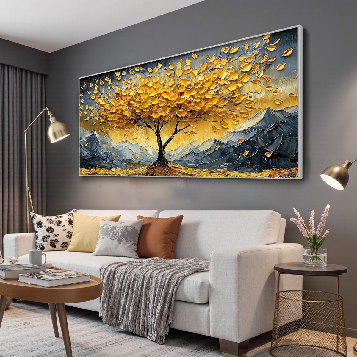 GOLDEN RESILIENCE: Textured Landscape Oil Painting