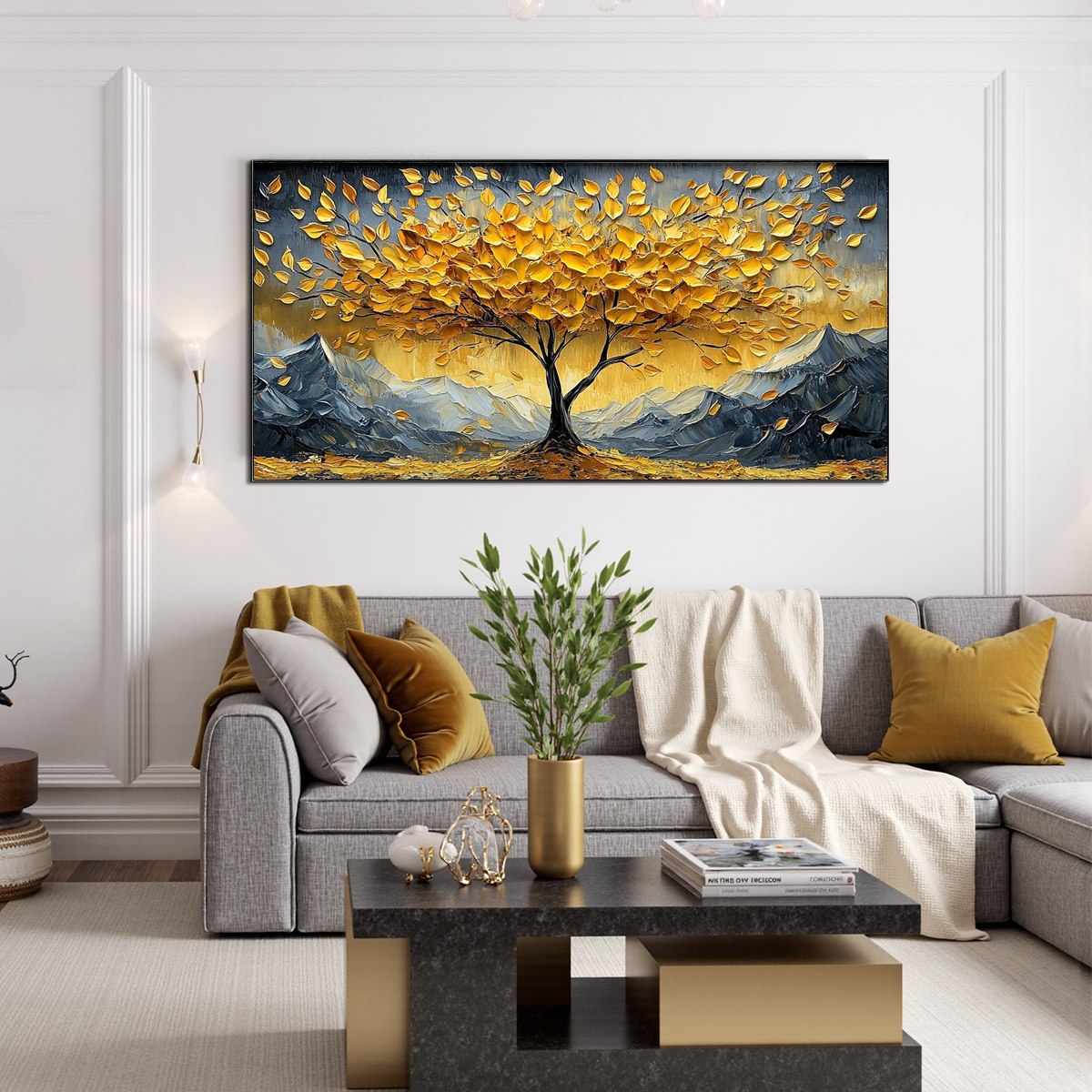 GOLDEN RESILIENCE: Textured Landscape Oil Painting