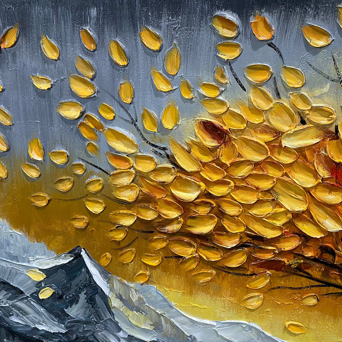 GOLDEN RESILIENCE: Textured Landscape Oil Painting