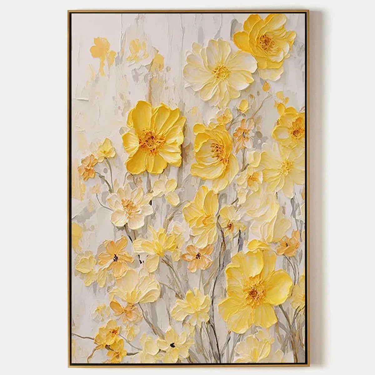 GOLDEN SUNFLOWERS: Textured Impasto Floral Painting in Yellow
