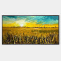 GOLDEN SUNSET FIELD: Landscape Painting of a Wheat Field at Sunset