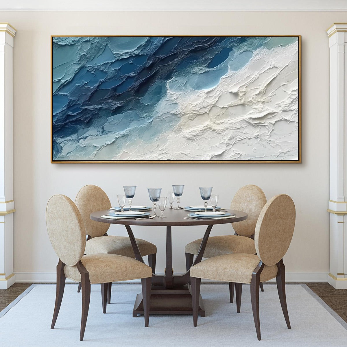 GOLDEN SURGE: Textured Impasto Ocean Sunrise Wave Oil Painting