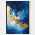 GOLDEN TIDE: Vertical Abstract Painting, Blue, Gold