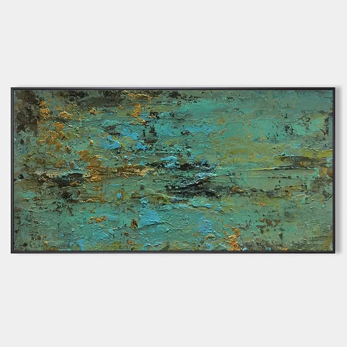 GOLDEN TIDE: Textured Abstract Painting in Teal and Gold