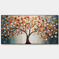 GOLDEN TREE OF LIFE: Panoramic Impasto Tree Painting, Textured Wall Art, Colorful, Living Room