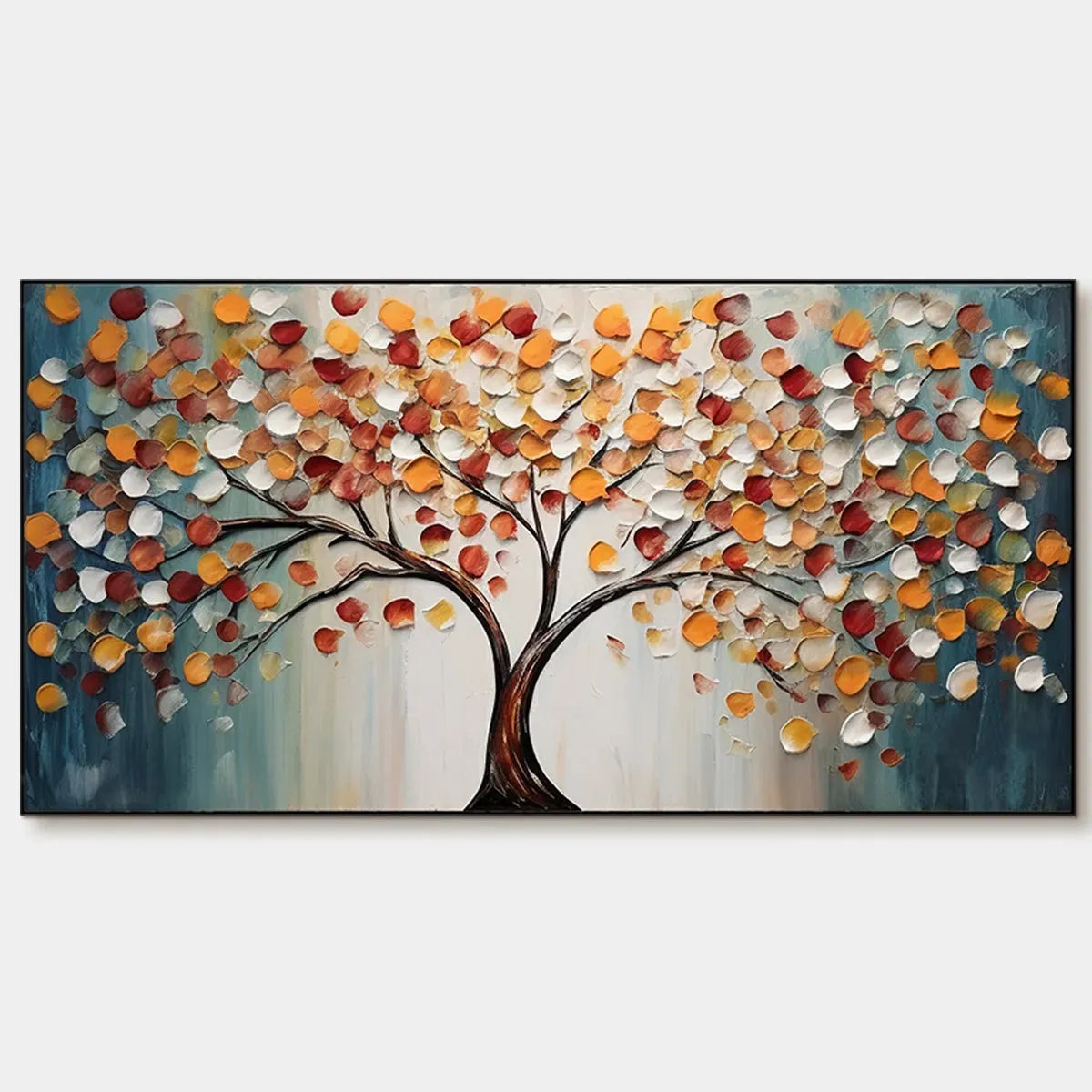 GOLDEN TREE OF LIFE: Panoramic Impasto Tree Painting, Textured Wall Art, Colorful, Living Room