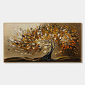 GOLDEN WHISPERS: Textured Golden Tree Impasto Oil Painting