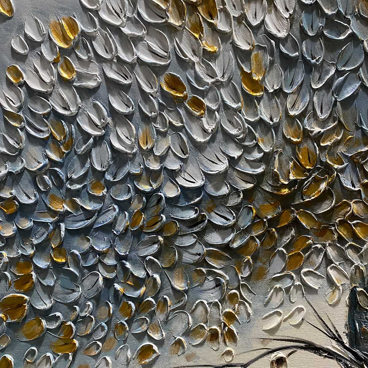GOLDEN WHISPERS: Textured Tree Landscape Oil Painting