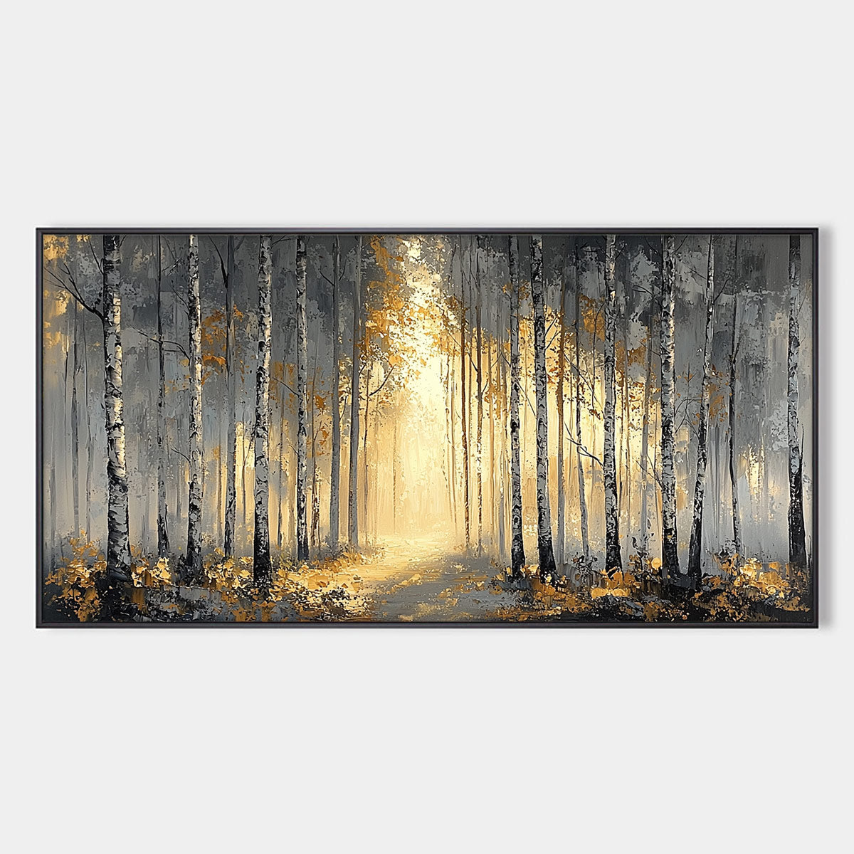 GOLDEN WOODS: Atmospheric Forest Landscape Oil Painting