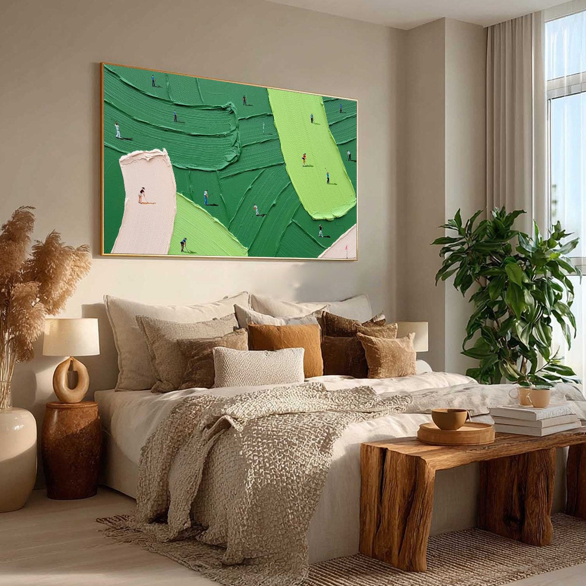 GREEN SWING: Textured Impasto Golf Scene Painting