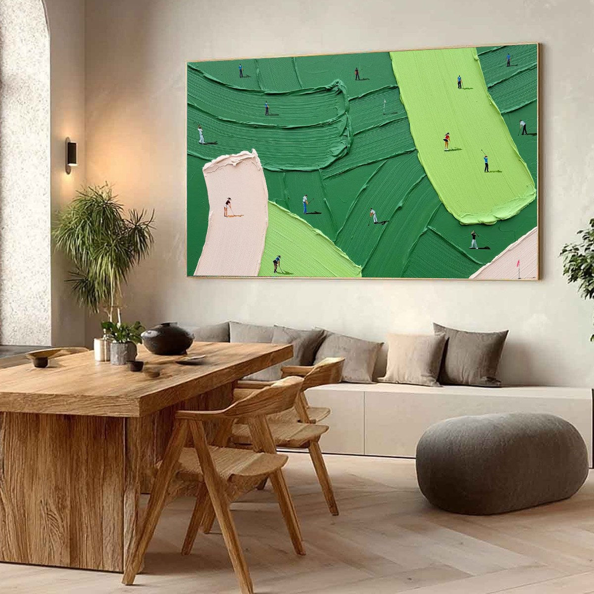 GREEN SWING: Textured Impasto Golf Scene Painting