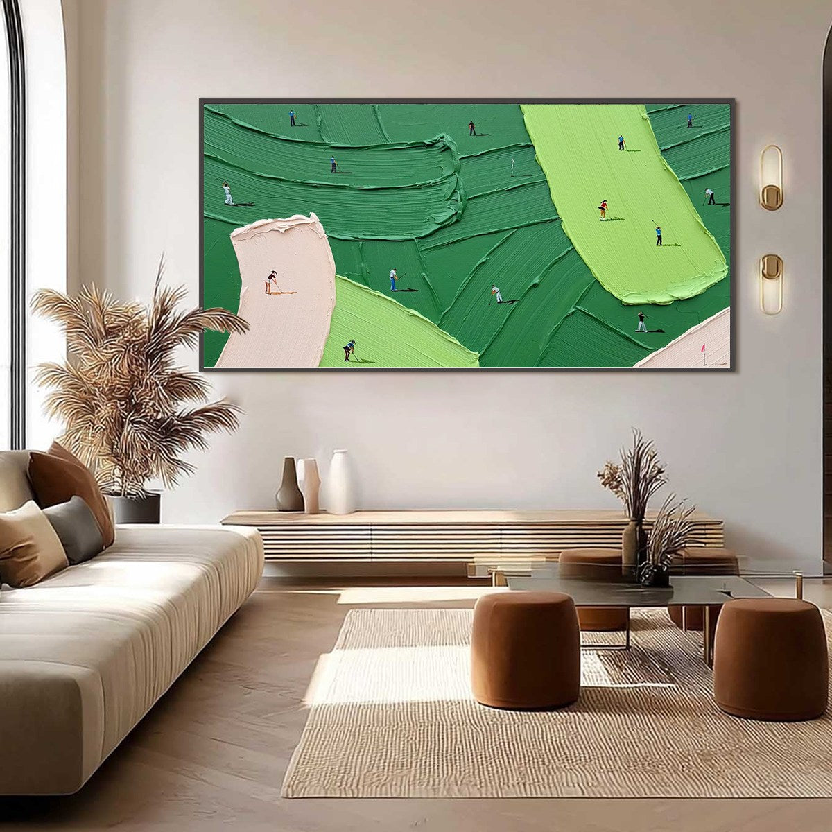 GREEN SWING: Textured Impasto Golf Scene Painting