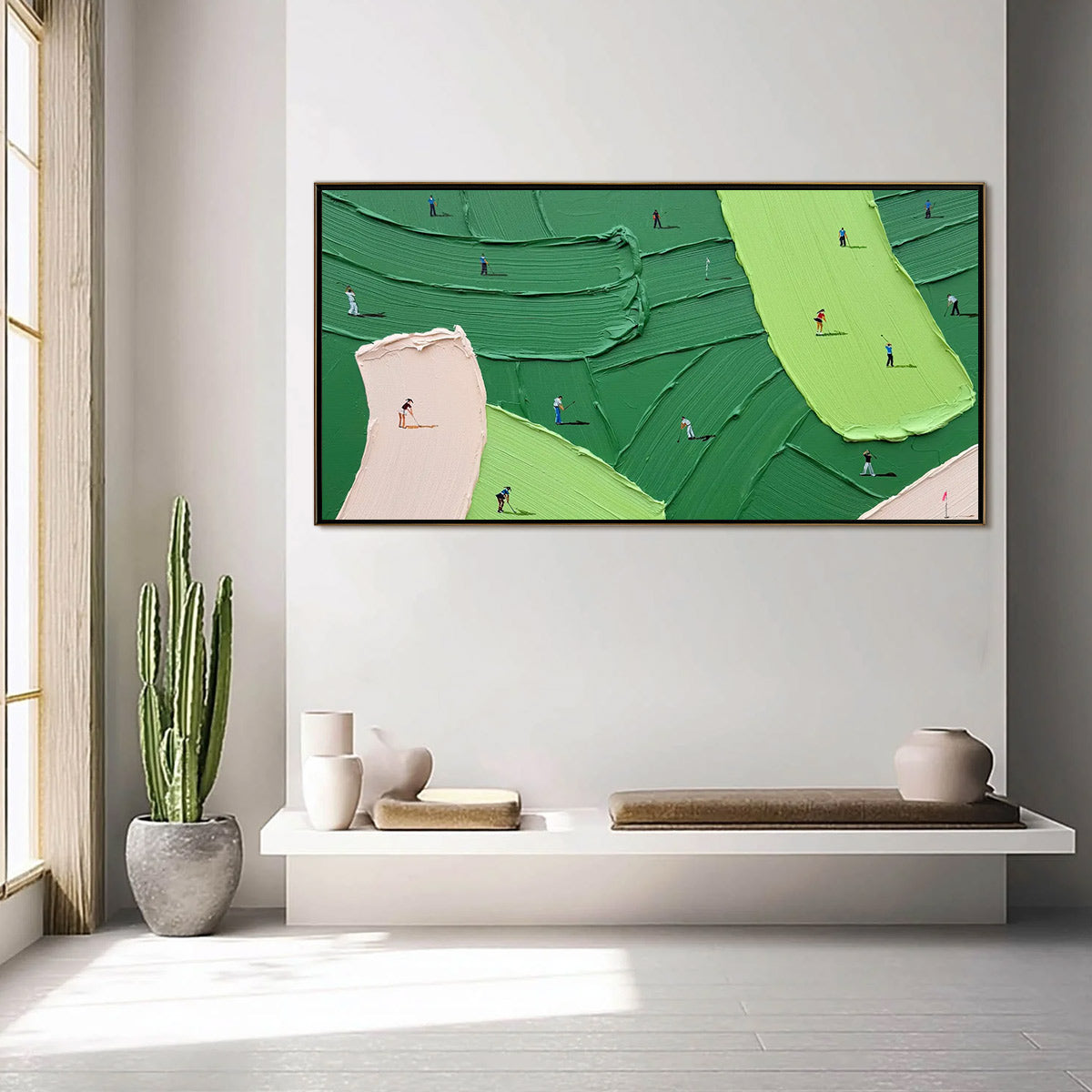 GREEN SWING: Textured Impasto Golf Scene Painting