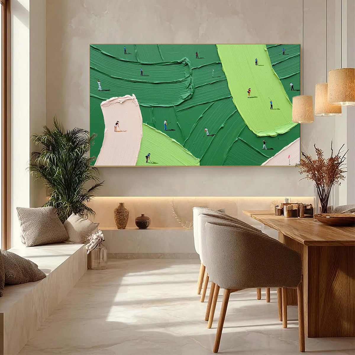 GREEN SWING: Textured Impasto Golf Scene Painting