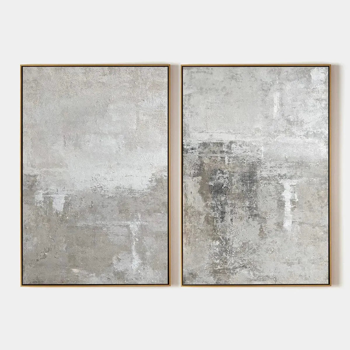 GREY ABSTRACT TEXTURED DIPTYCH: Textured Abstract Painting Set of 2, Vertical Wall Art