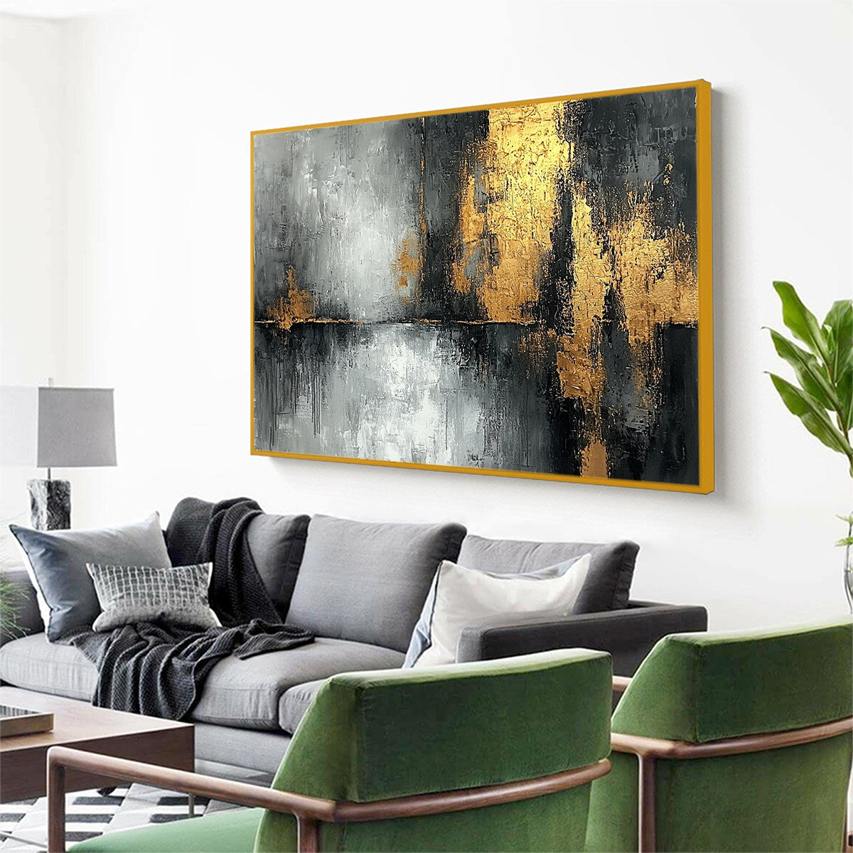 GOLDEN EMBRACE: Textured Abstract Oil Painting
