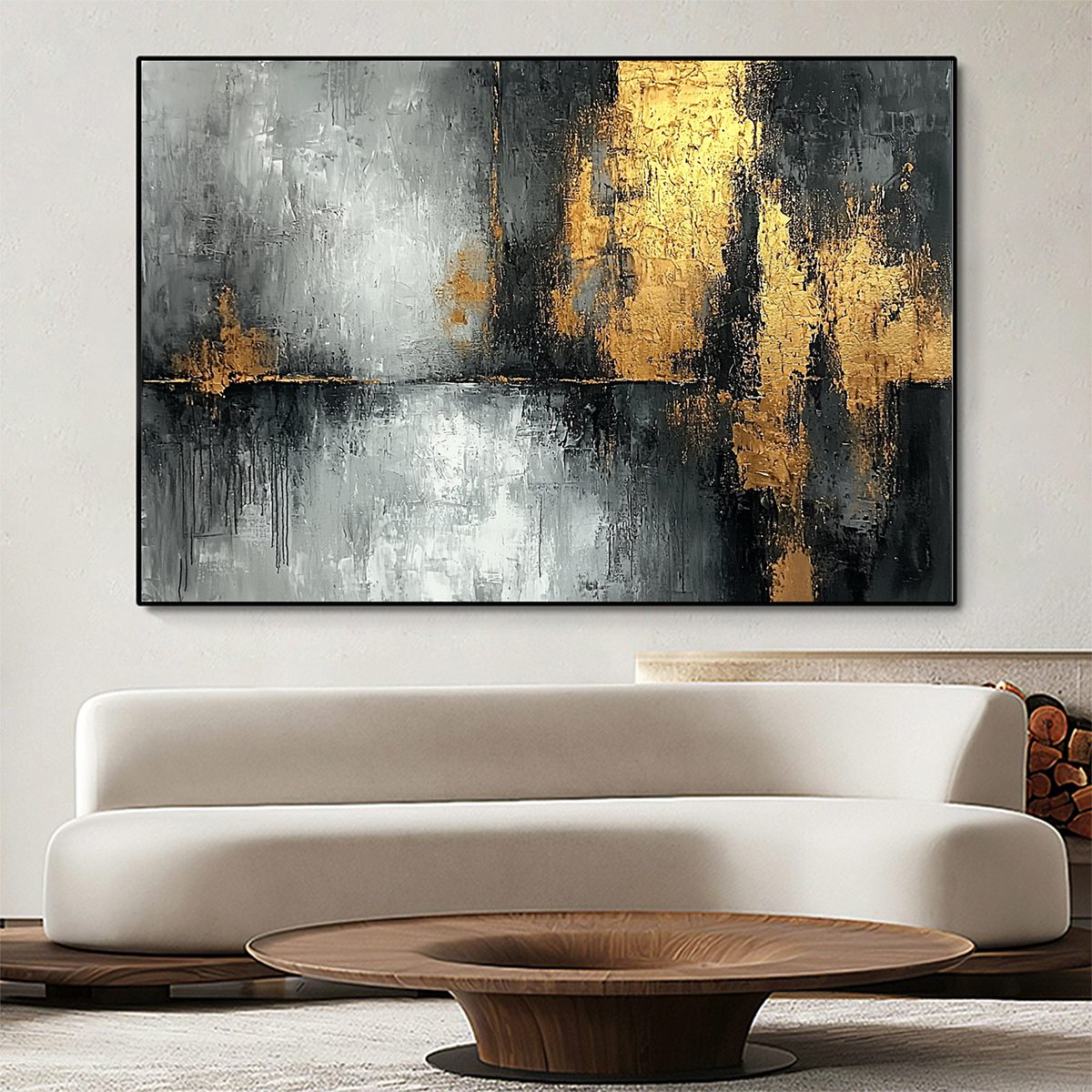 GOLDEN EMBRACE: Textured Abstract Oil Painting