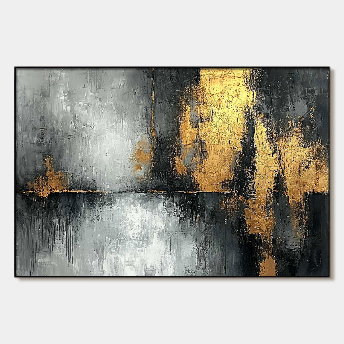 GOLDEN EMBRACE: Textured Abstract Oil Painting
