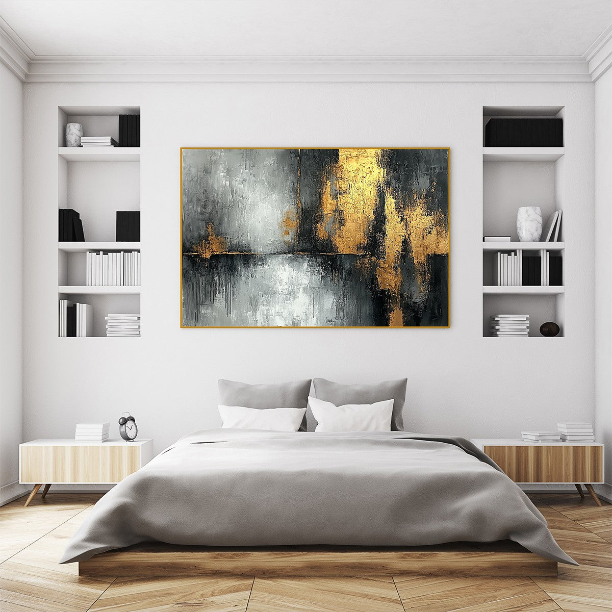 GOLDEN EMBRACE: Textured Abstract Oil Painting