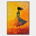 GOLDEN HOUR GRACE: Textured Impasto Figurative Oil Painting of Woman in Field