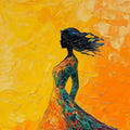 GOLDEN HOUR GRACE: Textured Impasto Figurative Oil Painting of Woman in Field