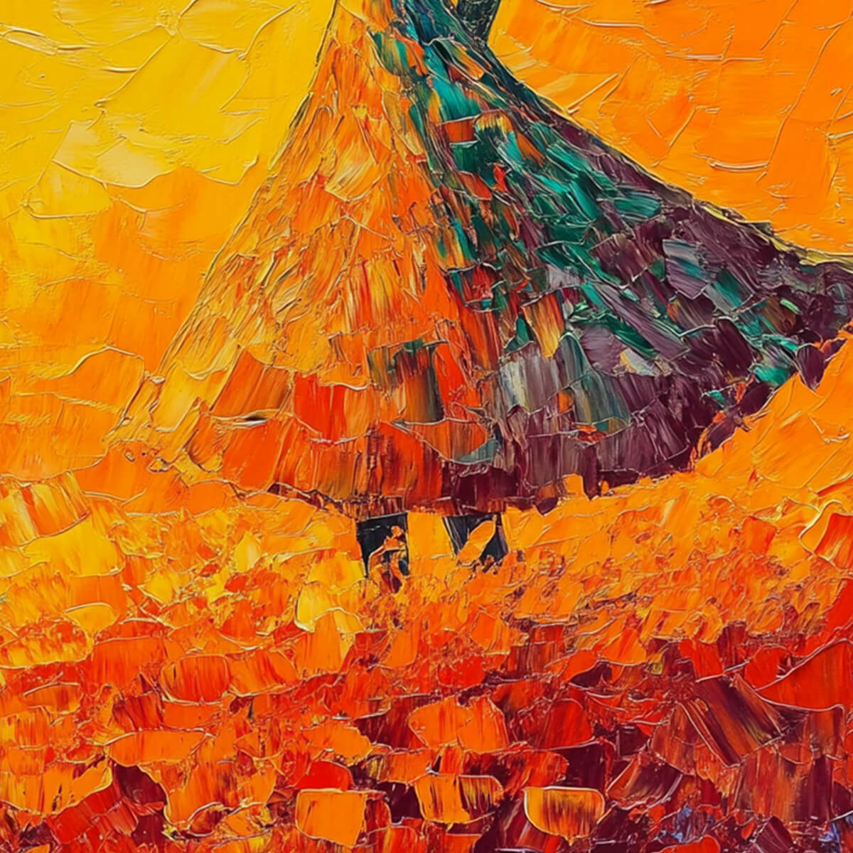 GOLDEN HOUR GRACE: Textured Impasto Figurative Oil Painting of Woman in Field