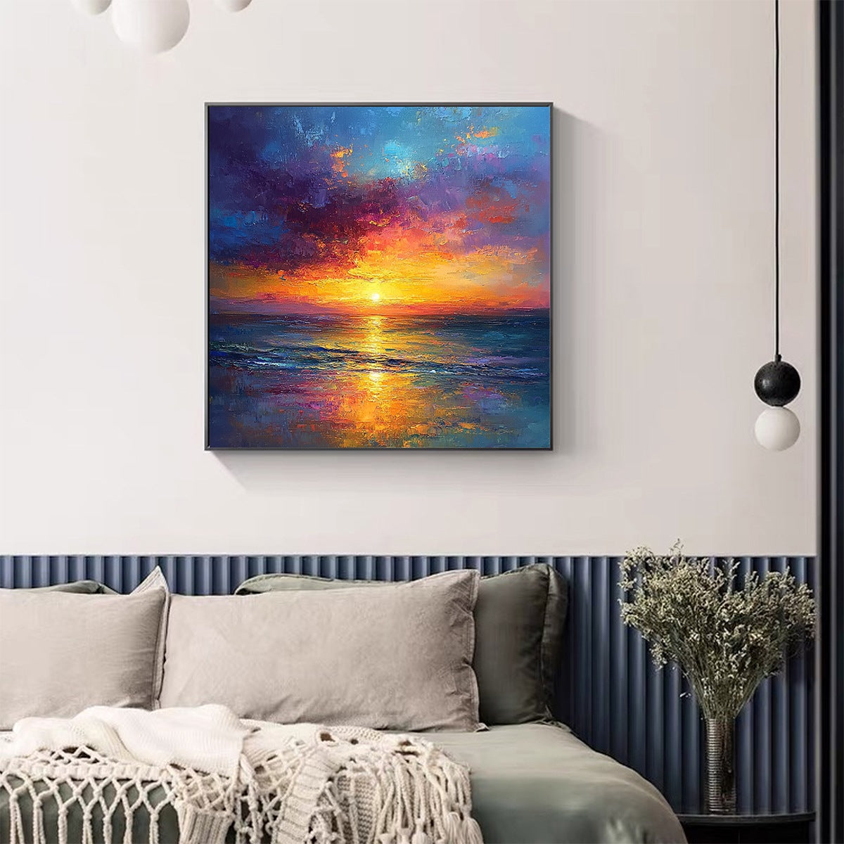GOLDEN HOUR: Vibrant Sunset Seascape Oil Painting