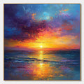 GOLDEN HOUR: Vibrant Sunset Seascape Oil Painting