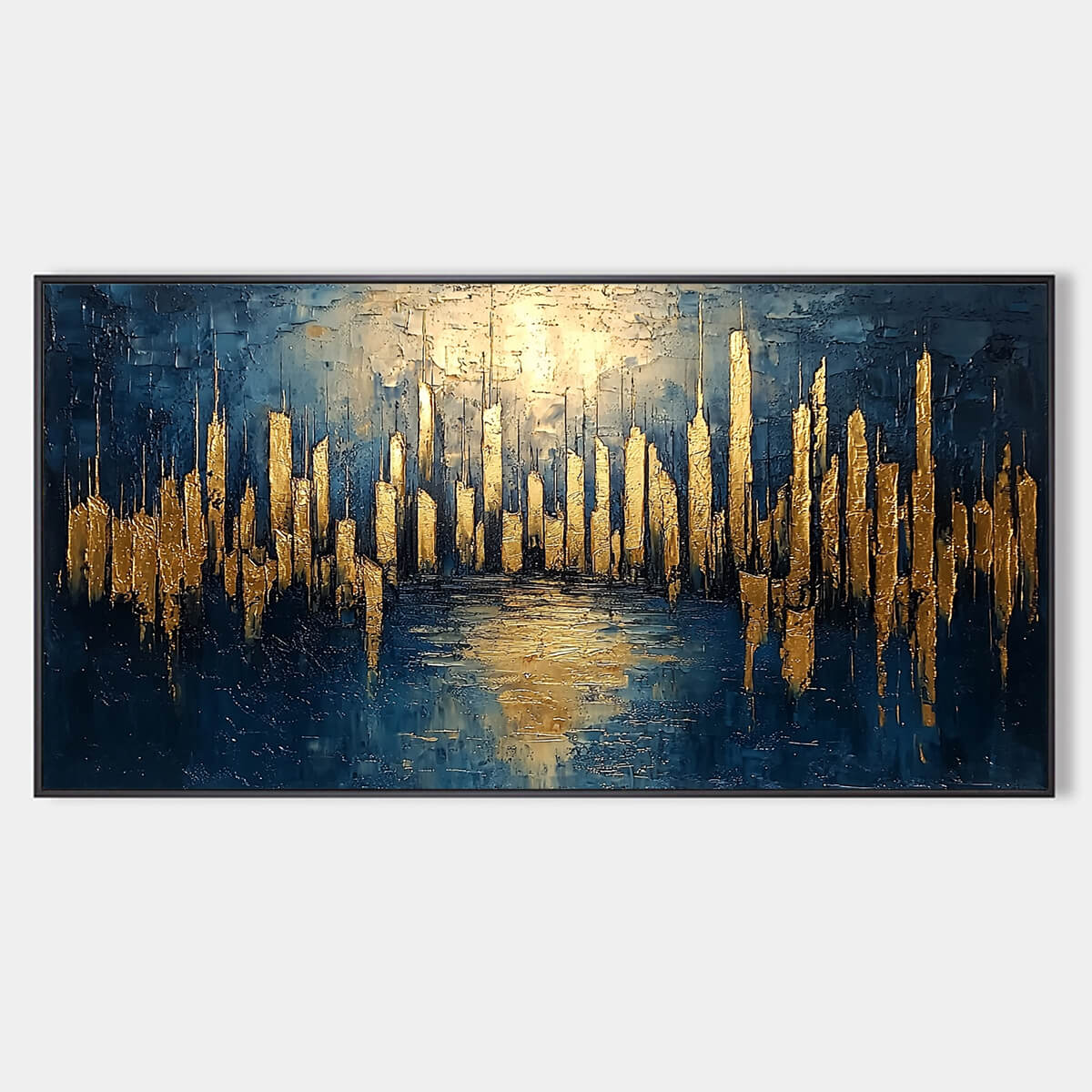 GOLDEN METROPOLIS: Panoramic Cityscape Oil Painting