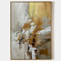 GOLDEN WHISPERS: Textured Abstract Painting in Beige, White, and Gold