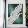 Green & White Textured Oil Painting