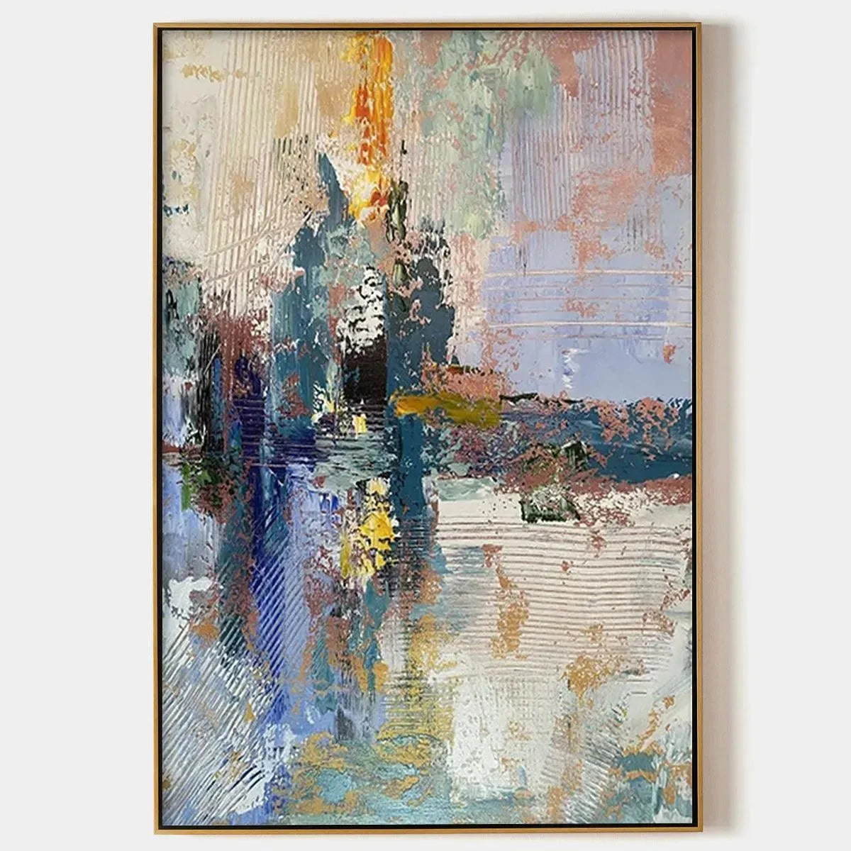 HAZY SKIES: Colorful Abstract Painting, Textured Wall Art, Vertical Canvas, Modern Art