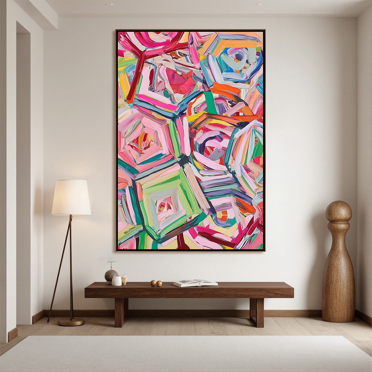 HEXAGONAL HARMONY Textured Abstract Impasto Oil Painting