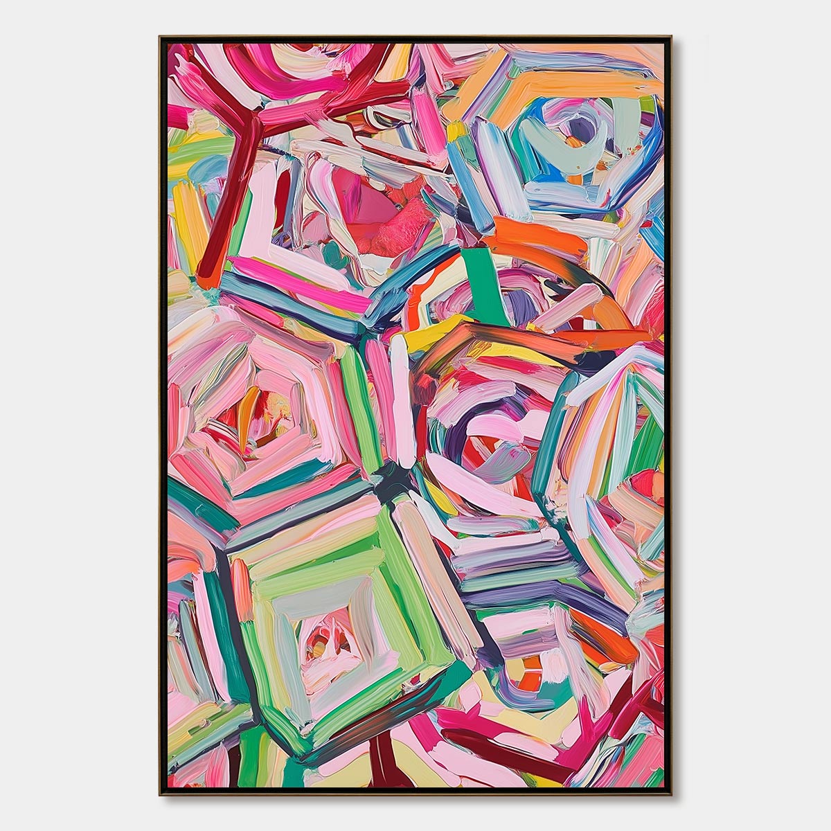 HEXAGONAL HARMONY Textured Abstract Impasto Oil Painting