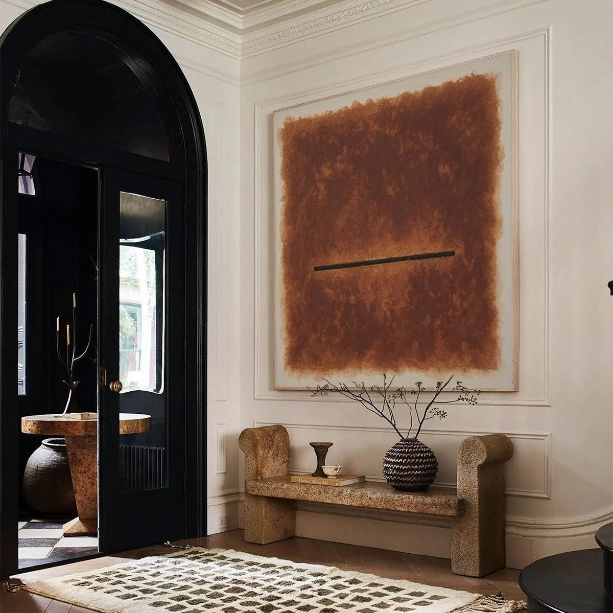 HORIZON: Textured Minimalist Abstract Brown Oil Painting