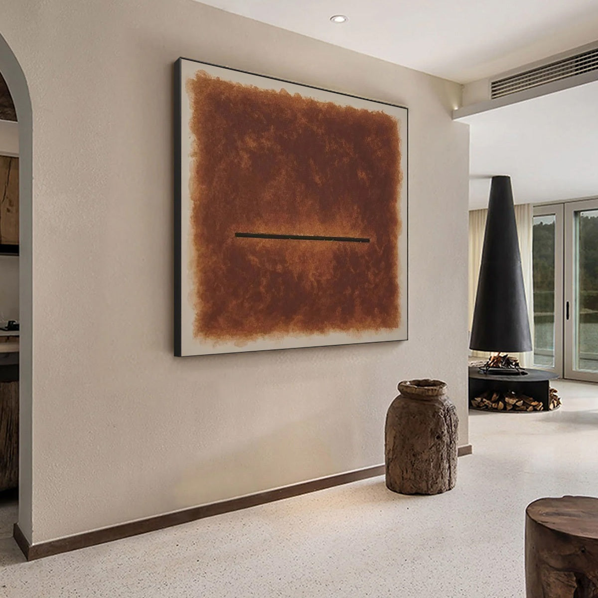 HORIZON: Textured Minimalist Abstract Brown Oil Painting