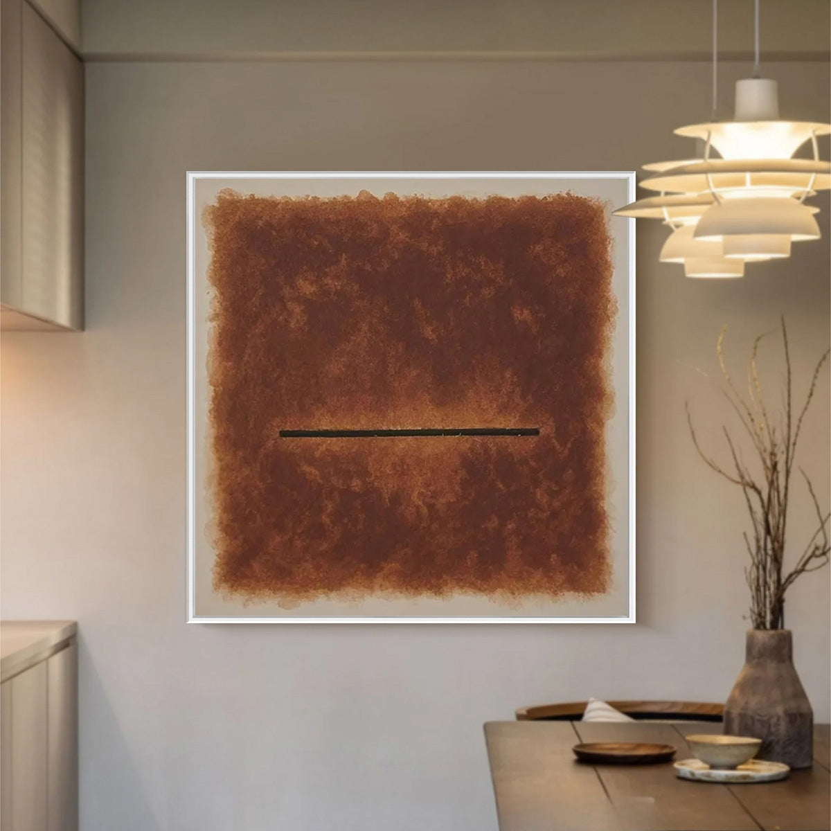 HORIZON: Textured Minimalist Abstract Brown Oil Painting