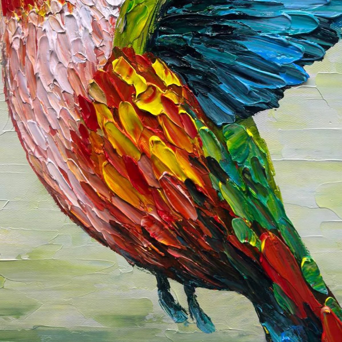 HUMMINGBIRD RADIANCE: Impasto Colorful Wildlife Oil Painting