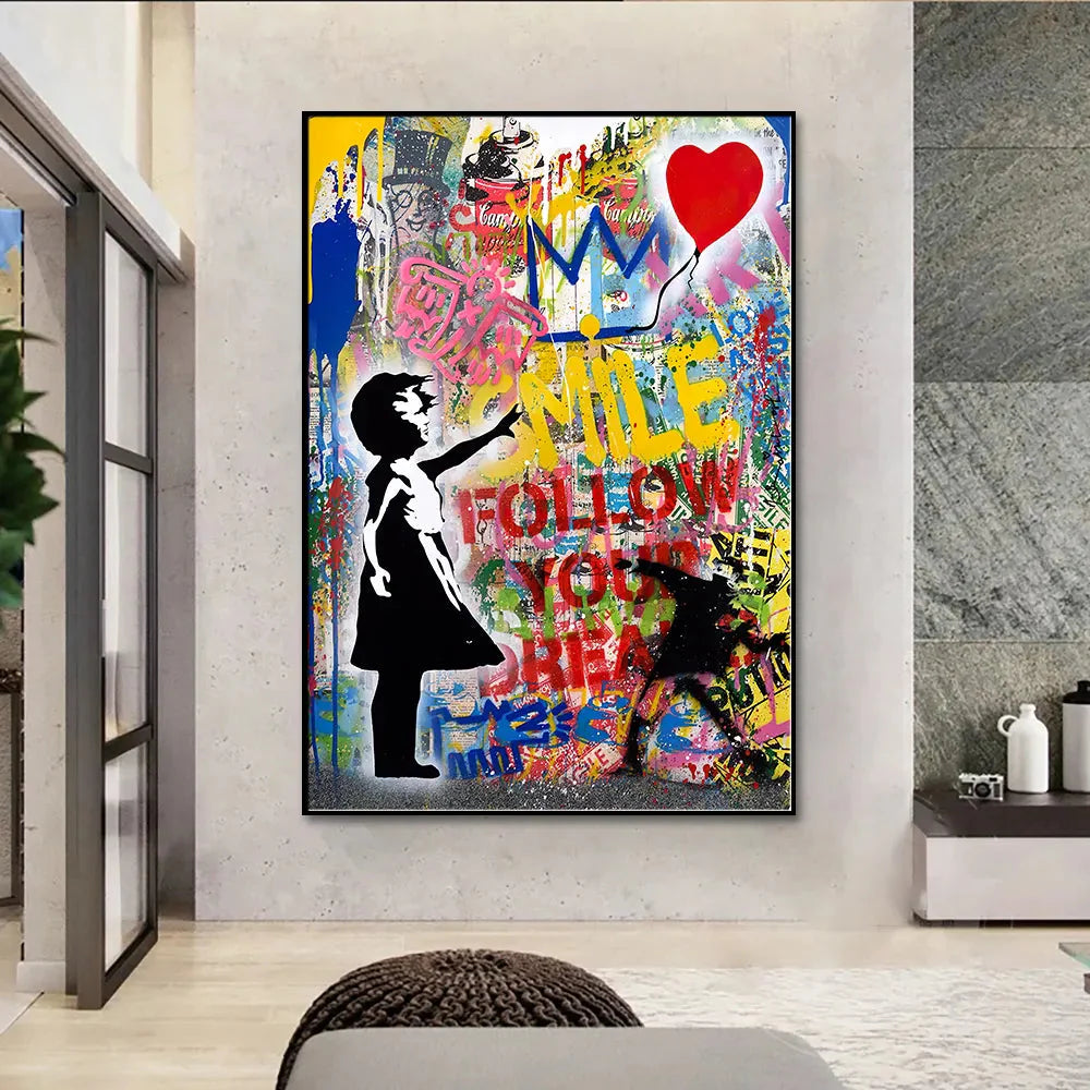 Balloon Girl Wall Art - Follow Your Dreams