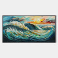 OCEANIC PULSE: Hand-Textured Seascape Oil Painting with Gold Leaf Accents
